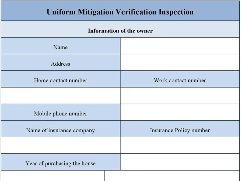 Uniform Mitigation Verification Inspection Form