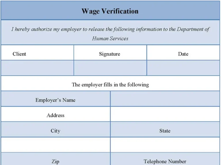 Wage Verification Form