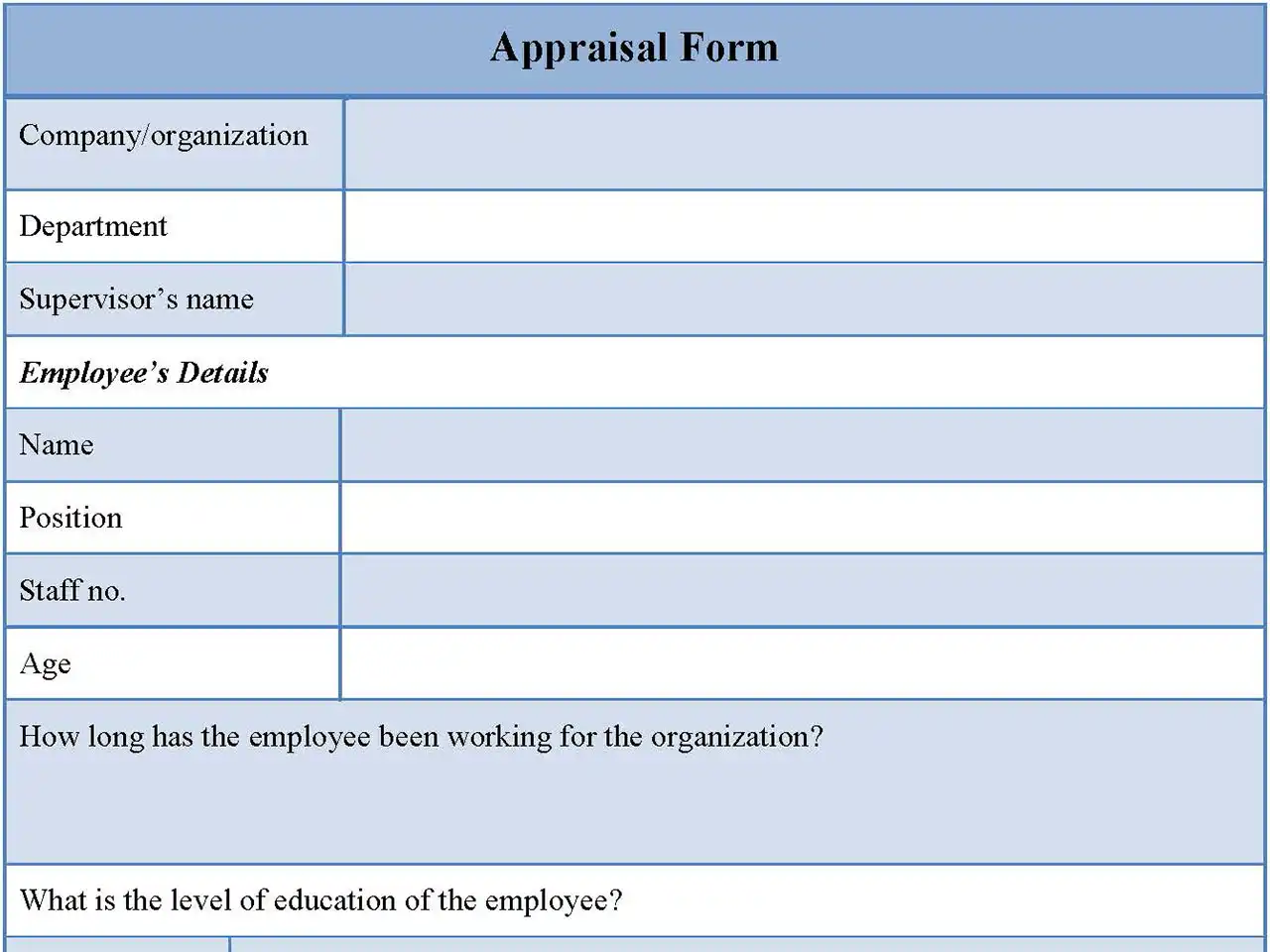 Appraisal Fillable PDF Form Template And Word Document