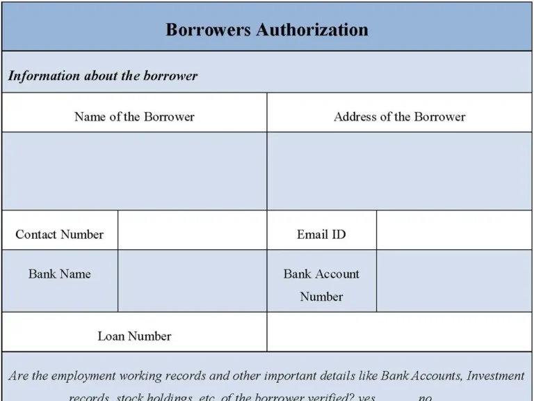 Borrowers Authorization Form