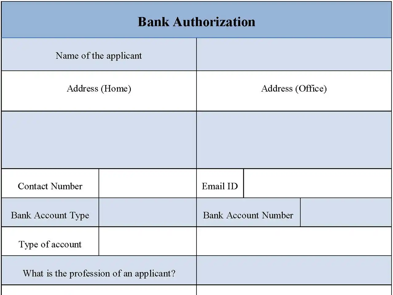 Bank Authorization Form