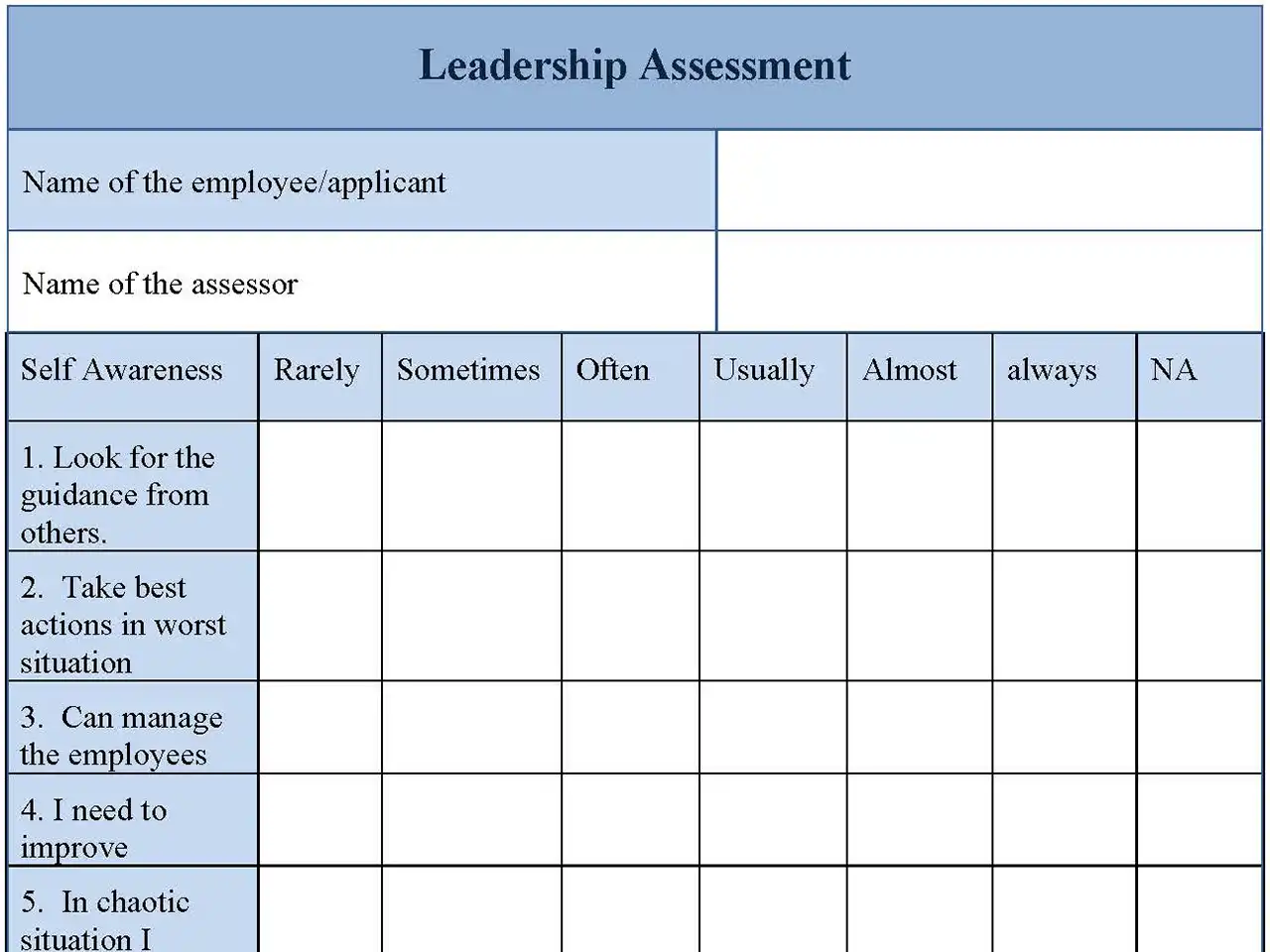 Leadership Assessment Form