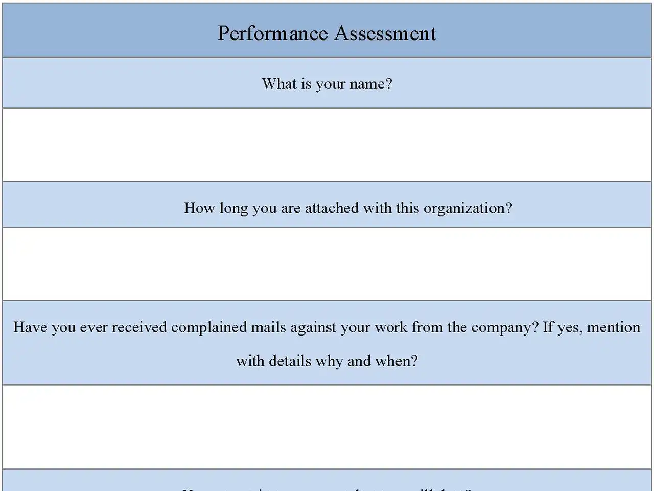Performance Assessment Form