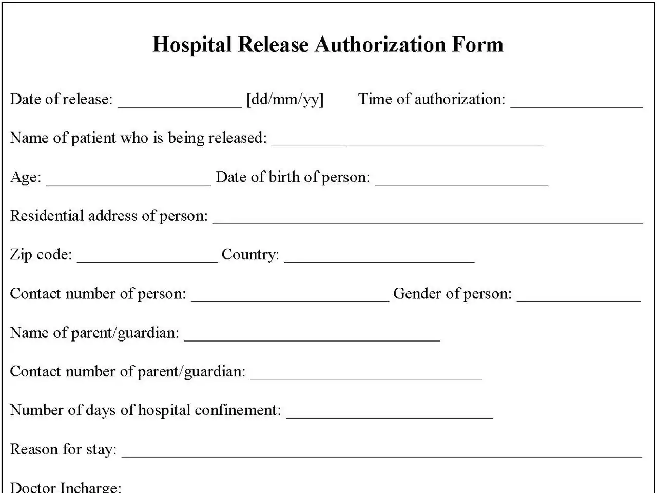 Release Authorization Form