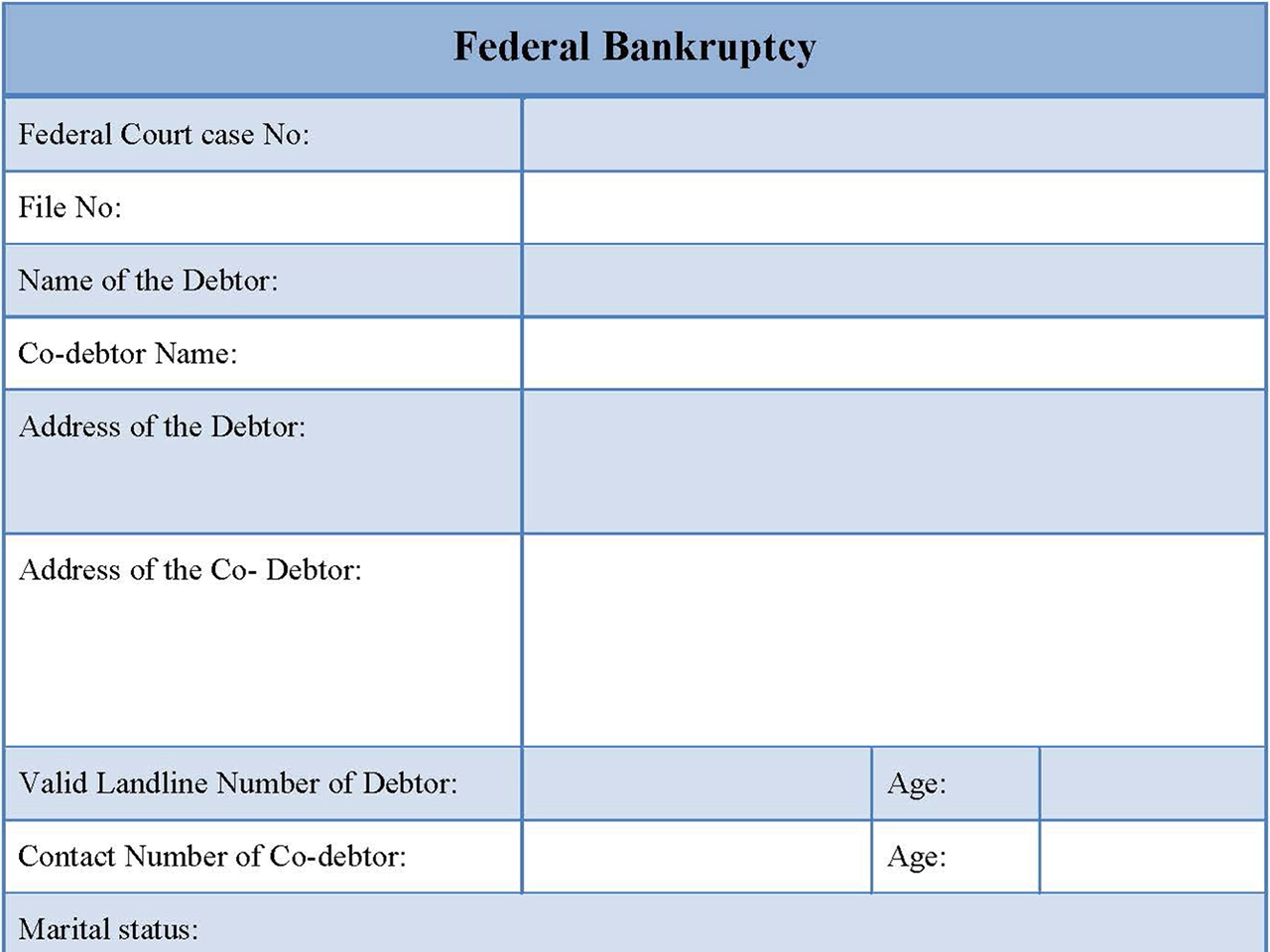 Federal Bankruptcy Form