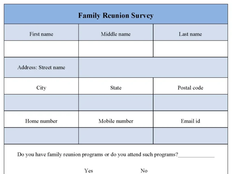Family Reunion Survey Template