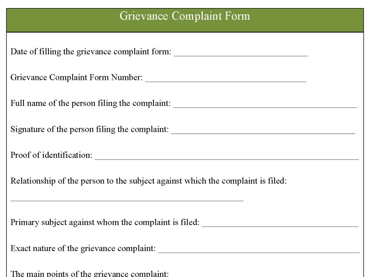 Grievance Complaint Form