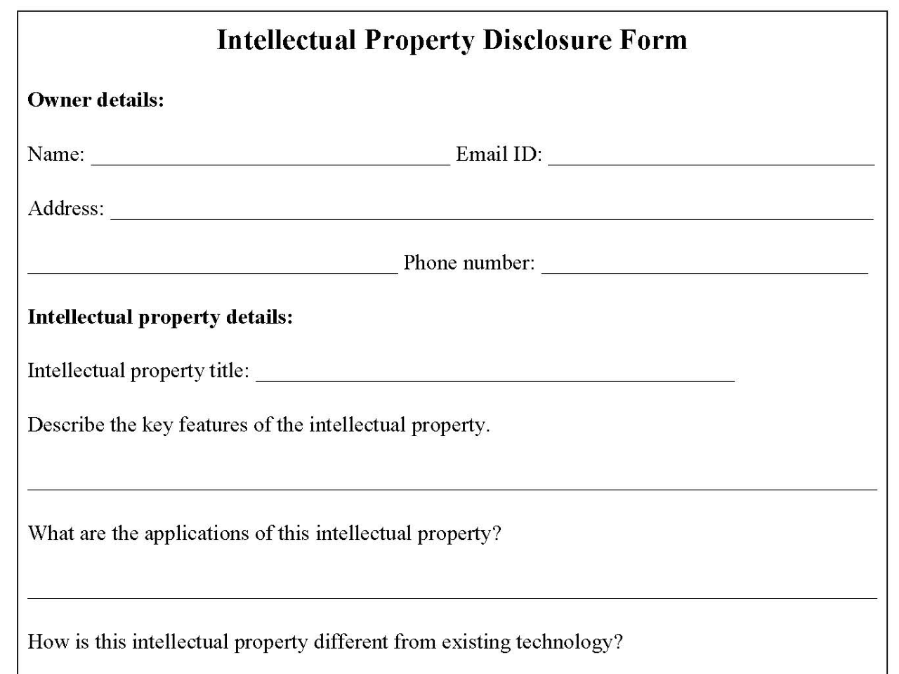 Intellectual Property Disclosure Form