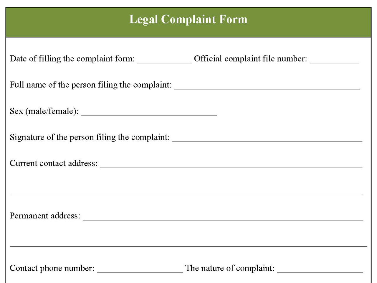Legal Complaint Form