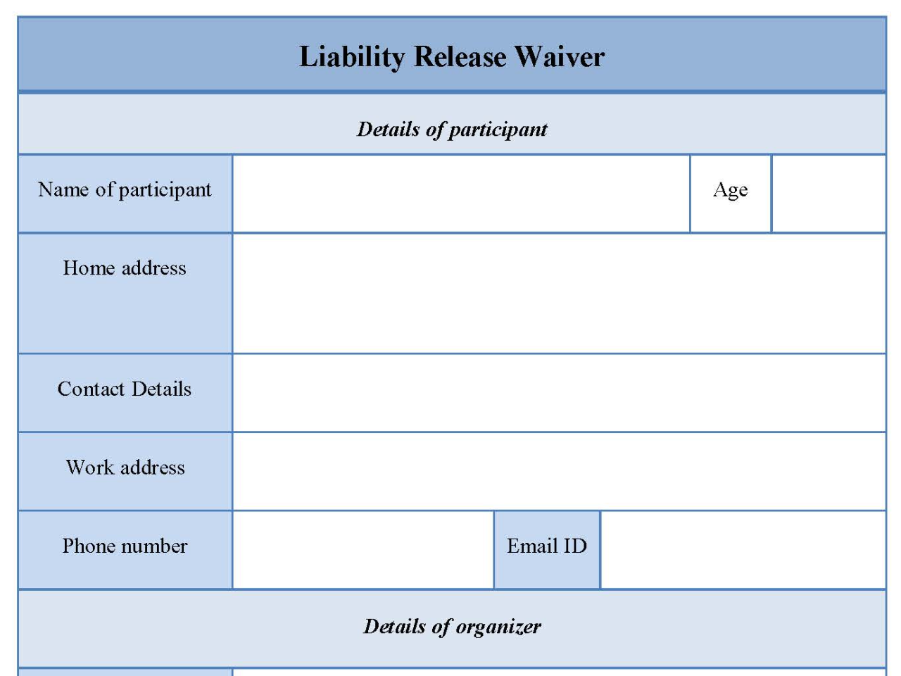 Liability Release Waiver Form