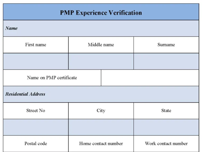 PMP Experience Verification Form
