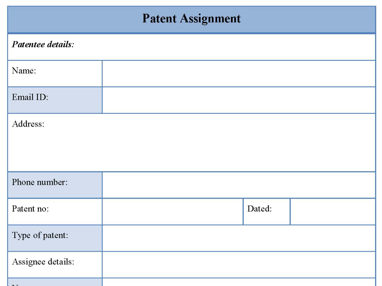 Patent Assignment Form