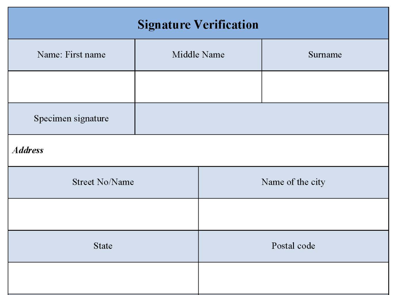 Signature Verification Form