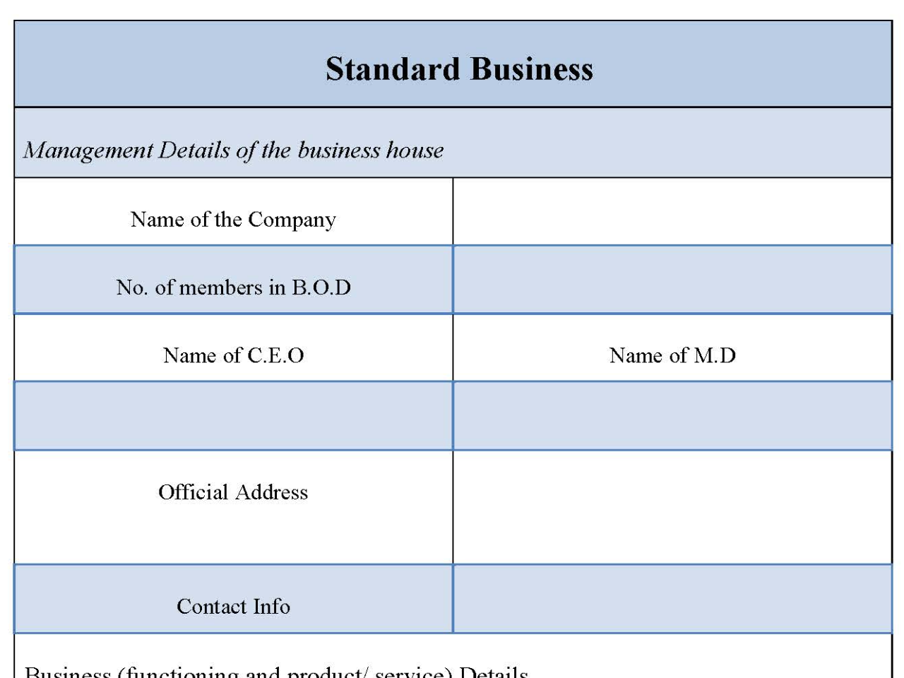 Standard Business Form