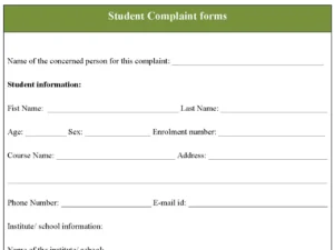 Student Complaint forms