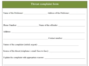 Threat complaint form