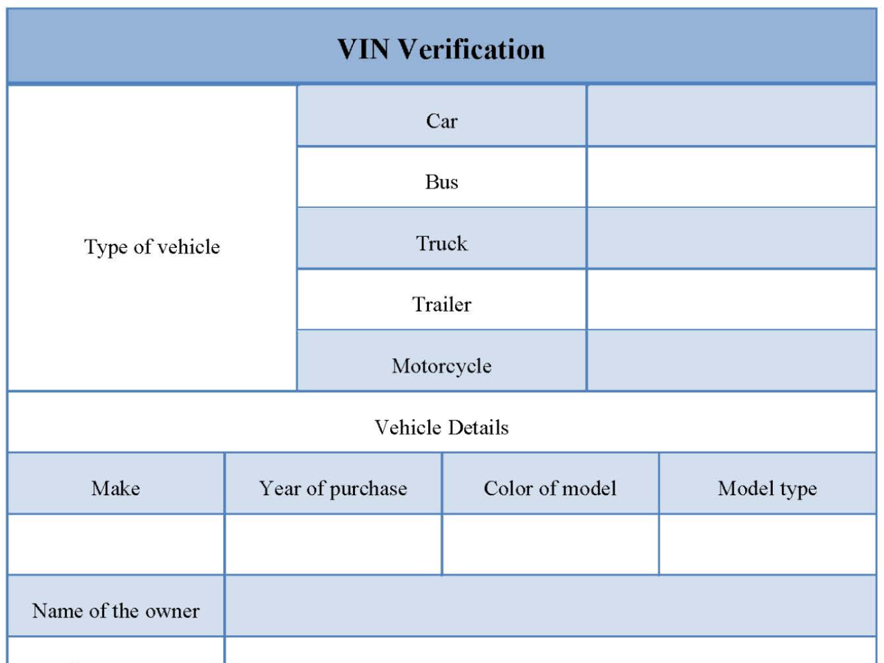 VIN Verification Form