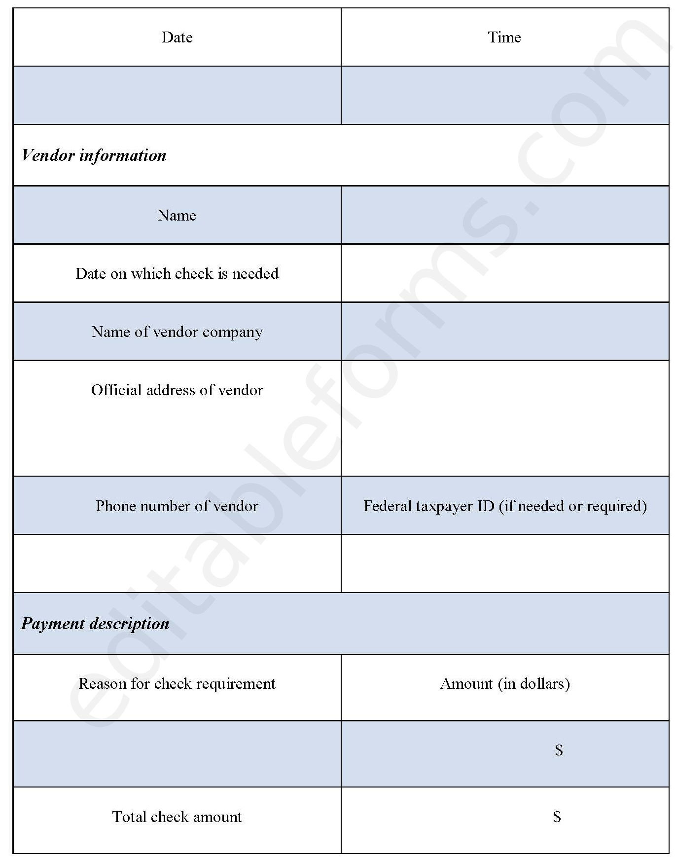 Check Requisition Template