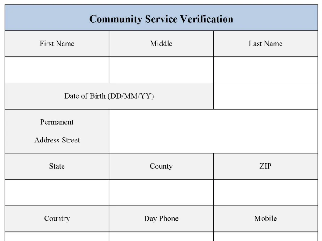 Community Service Verification Form