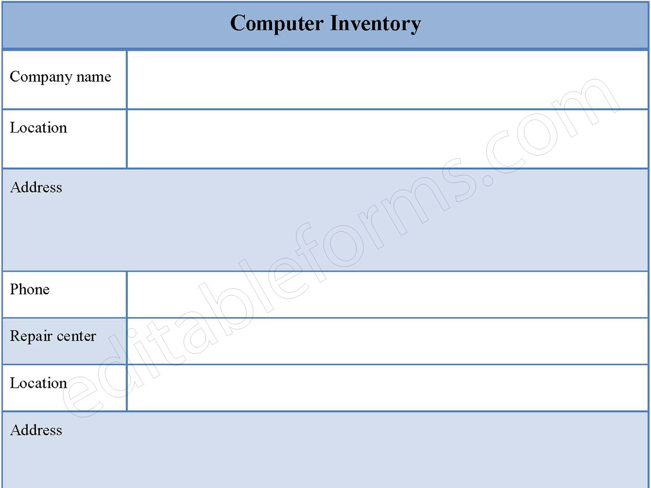 Computer Inventory Form