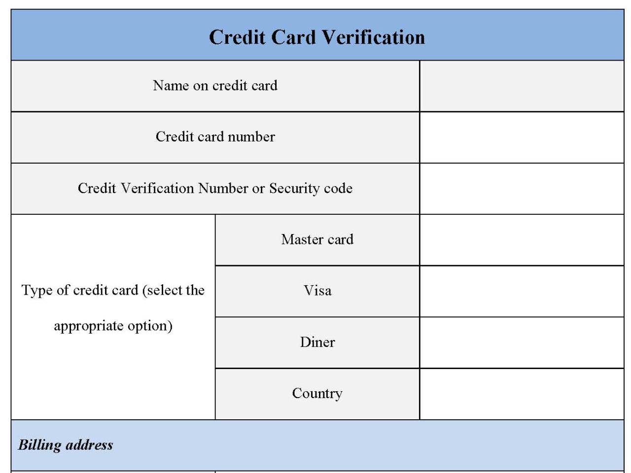 Credit Card Verification Form