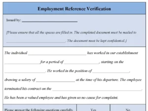 Employment Reference Verification Form