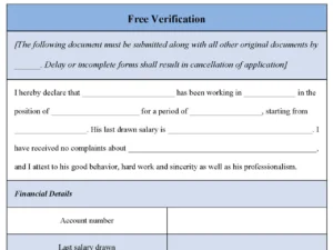 Free Verification Form