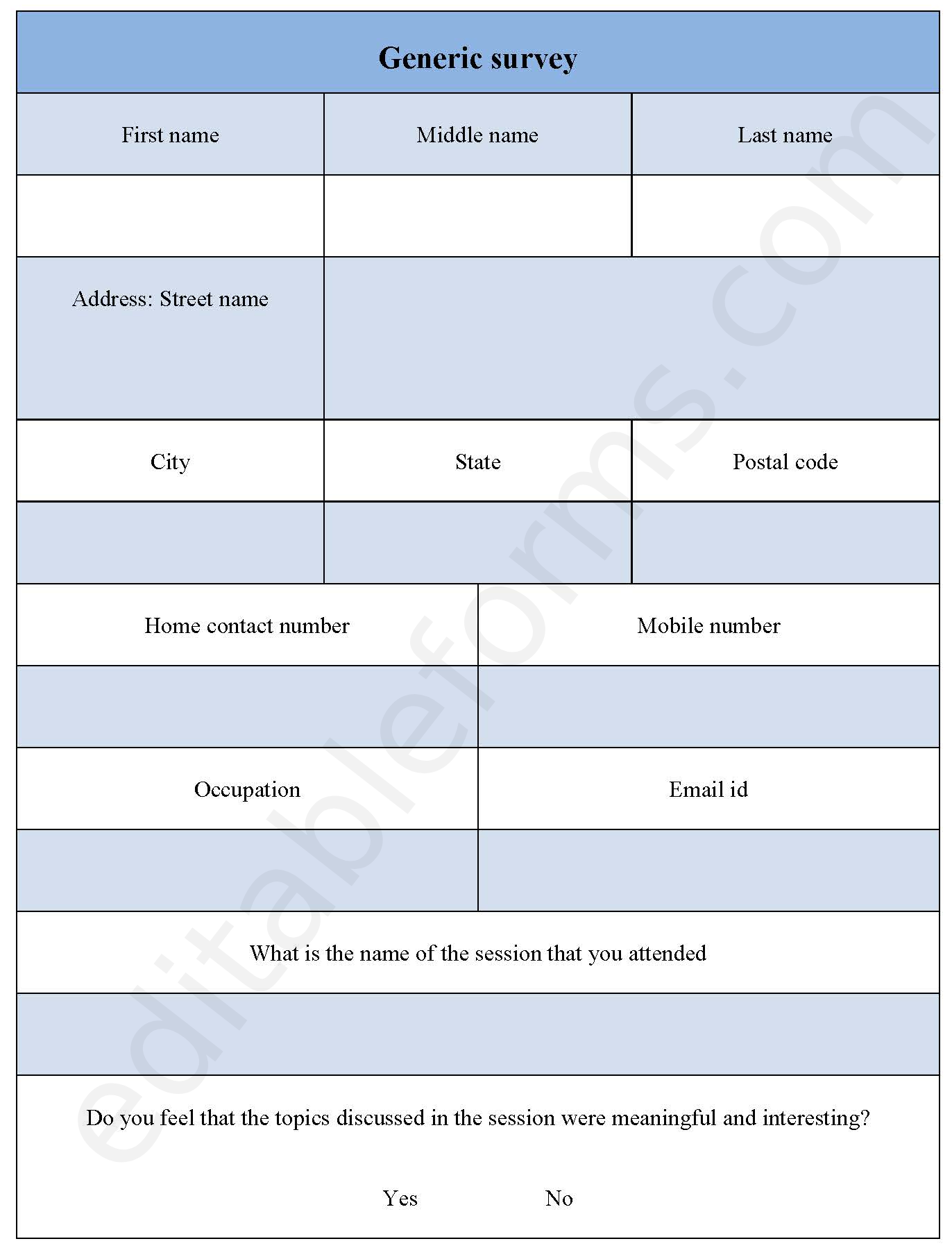 Generic Survey Template