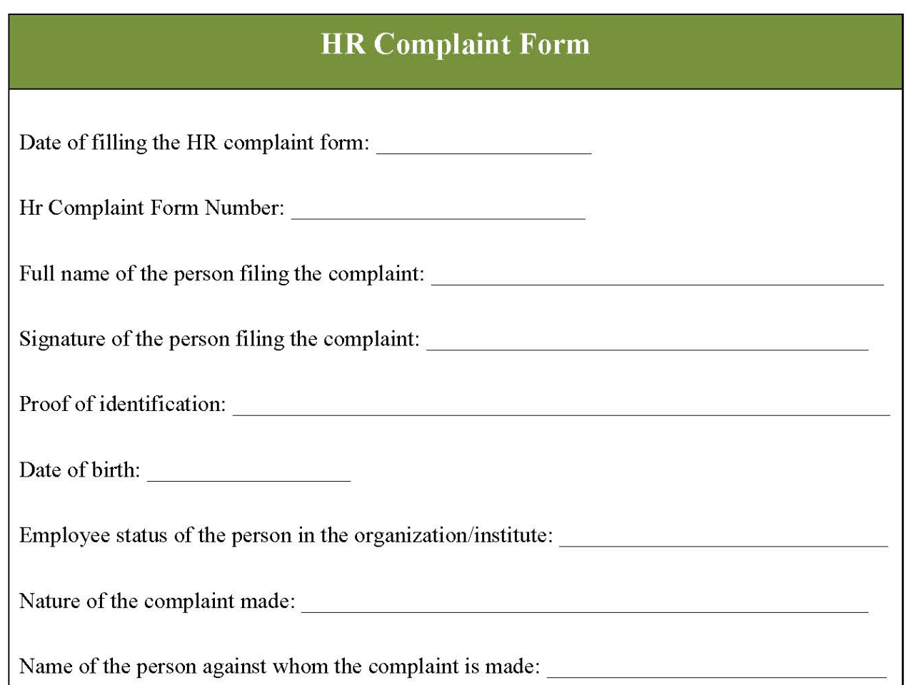 HR Complaint Form