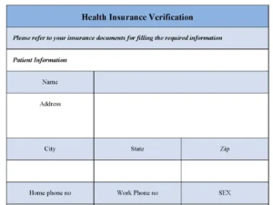 Health Insurance Verification Form