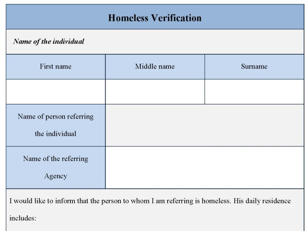 Homeless Verification Form