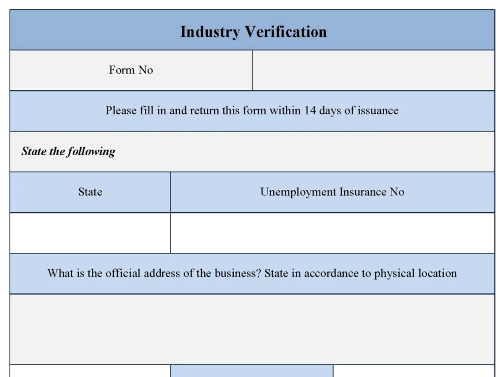 Industry Verification Form