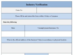 Industry Verification Form