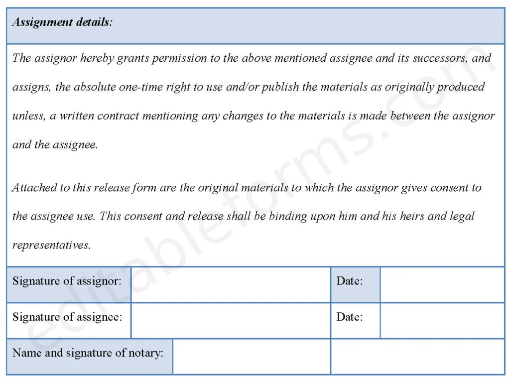 Intellectual Property Release Fillable PDF Template