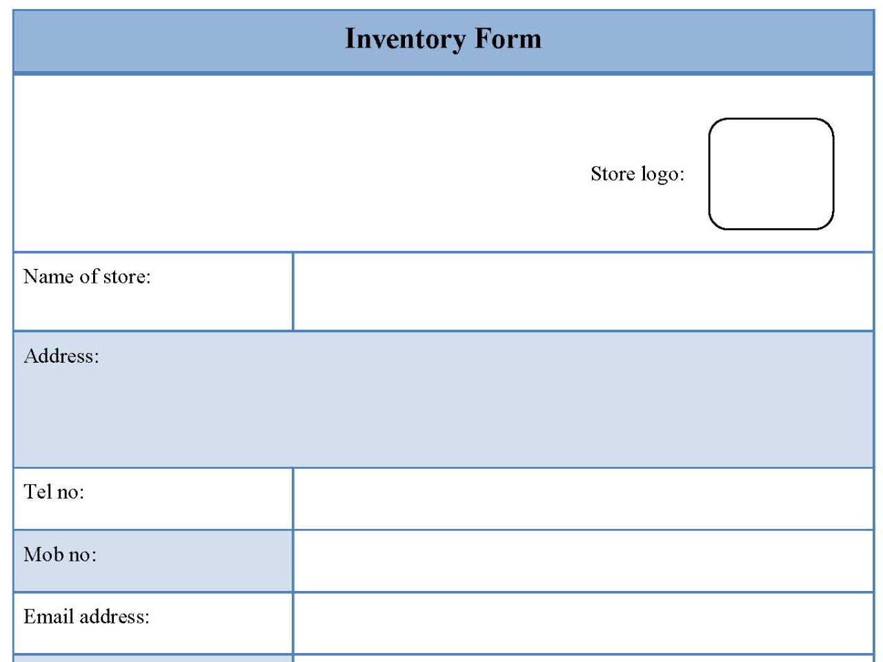 Inventory Form Template