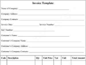 Invoice template form