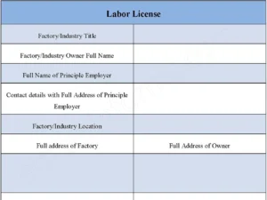 Labour License Form
