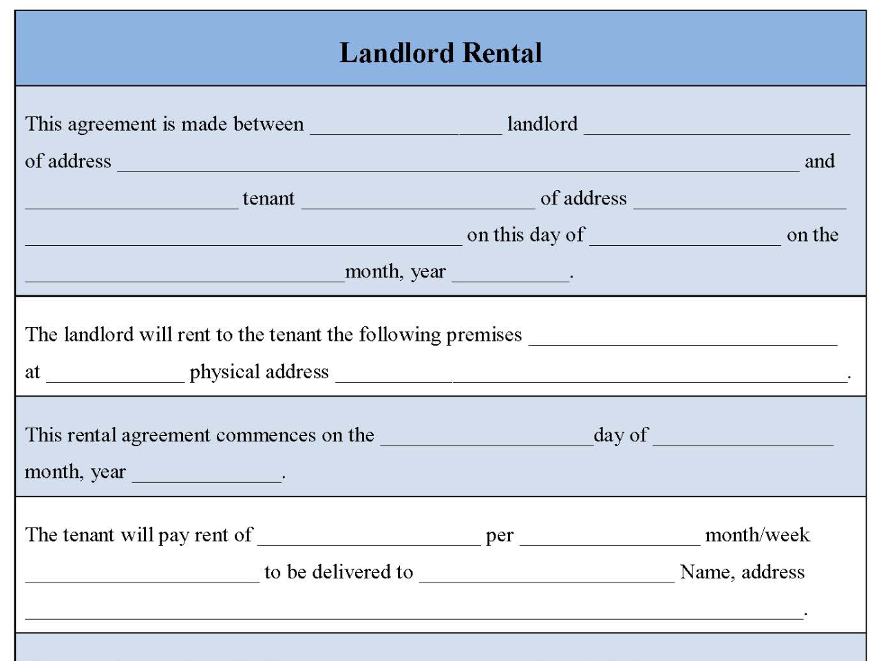 Landlord Rental Template