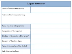 Liquor Inventory Form