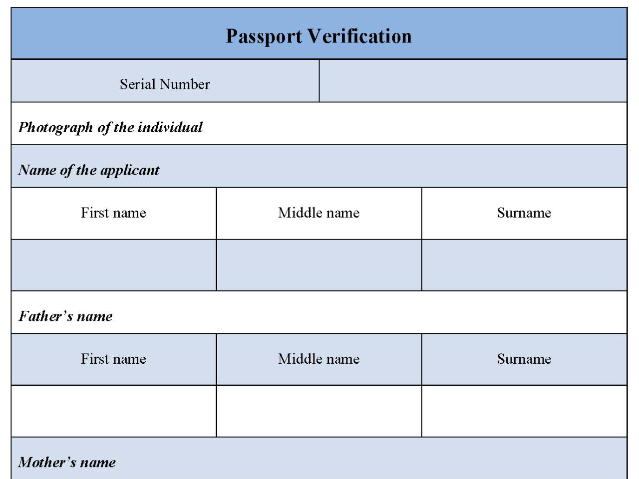 Passport Verification Form
