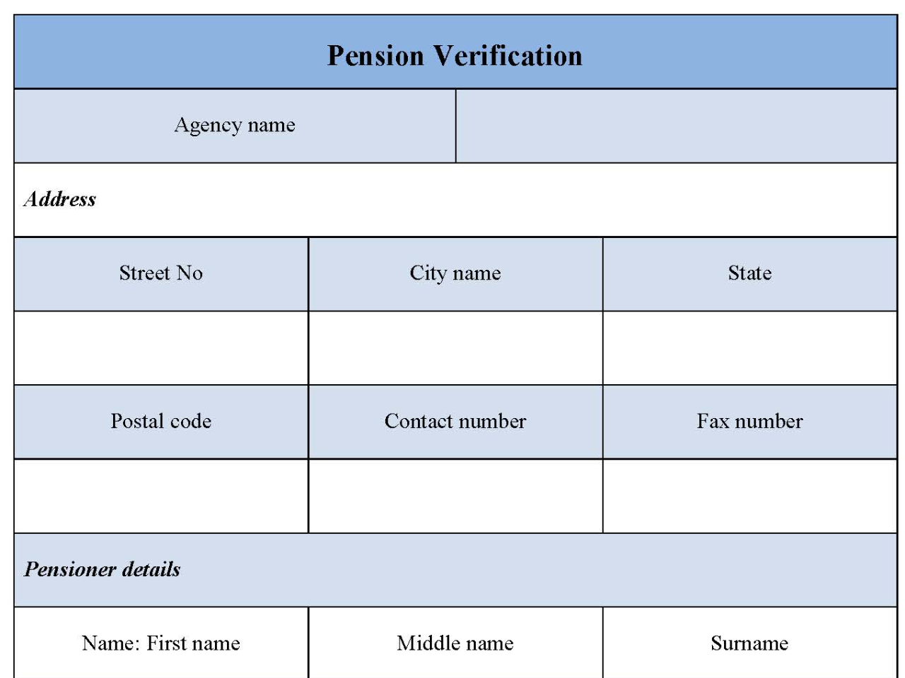Pension Verification Form