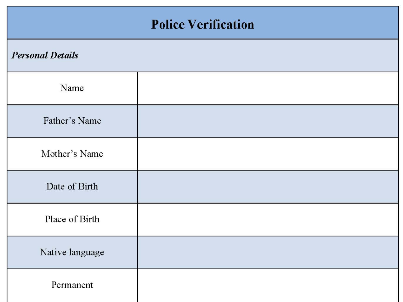 Police Verification Form