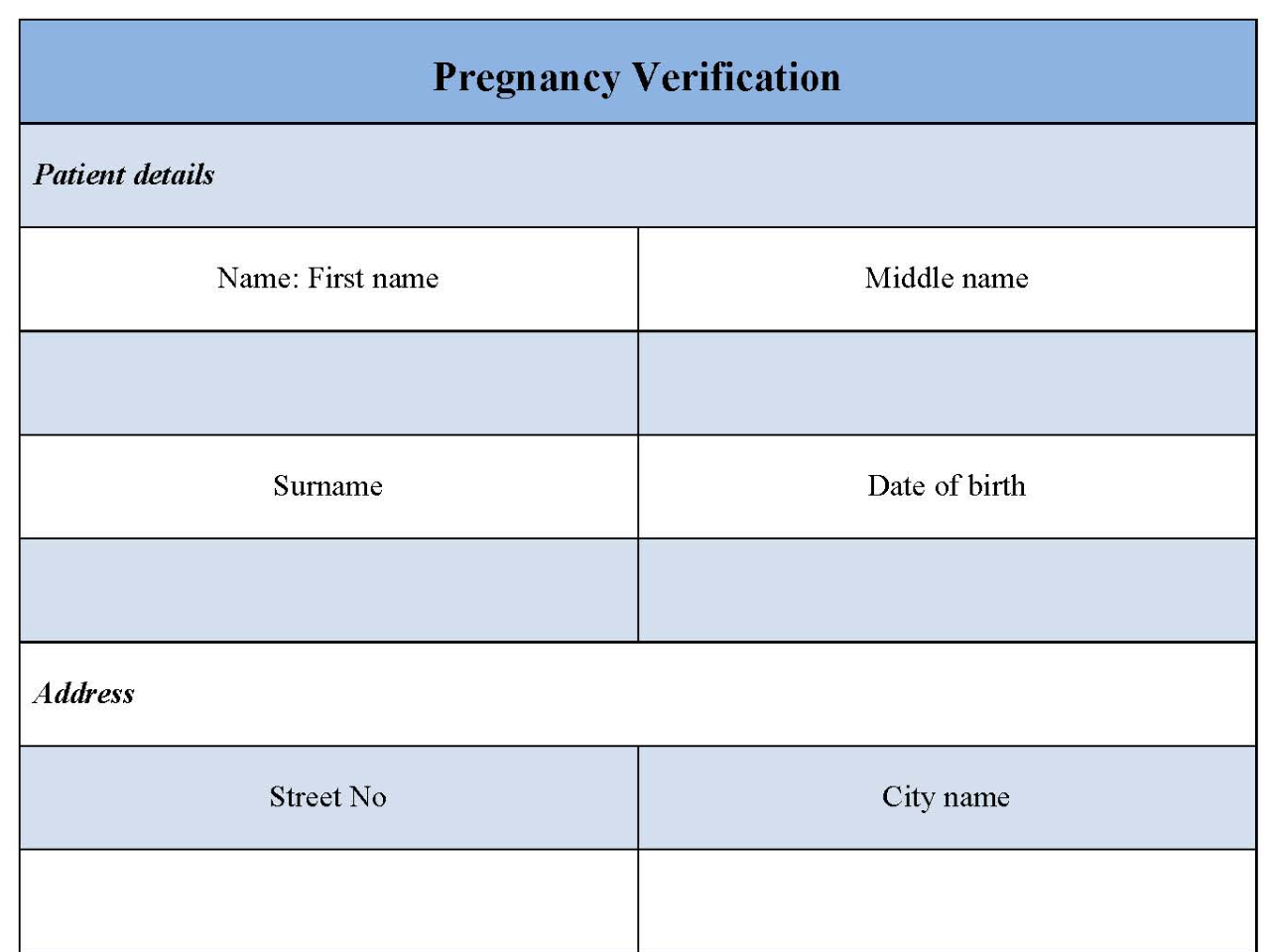 Pregnancy Verification Form