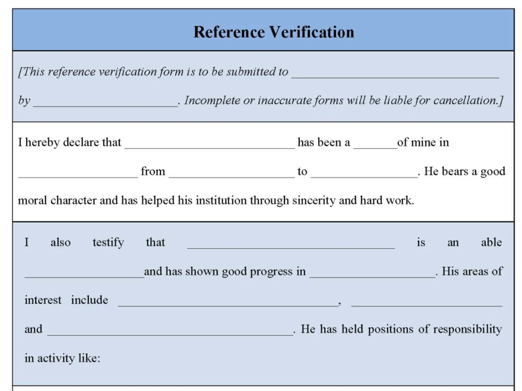 Reference Verification Form