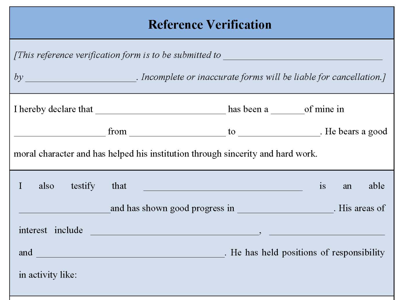 Reference Verification Form