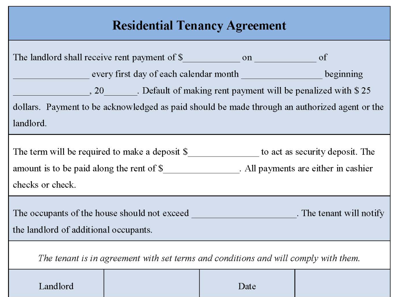 Residential Tenancy Agreement Form