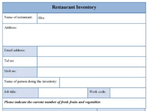 Restaurant Inventory Form