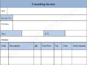 Sample Consulting Invoice Form