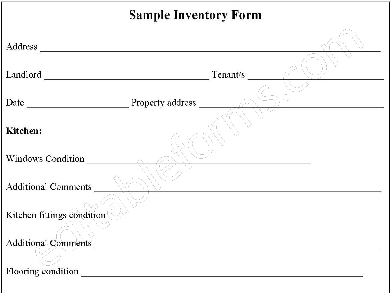 Sample Inventory Form