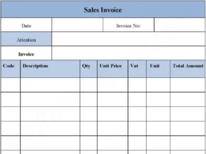 Sample Sales Invoice Fillable PDF Template